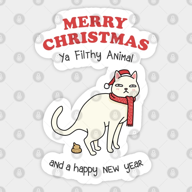 Merry Christmas Ya Filthy Animal White Cat Sticker by Takeda_Art